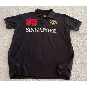 Guardian Angel "Singapore Lion City" 65 Polo Black SS Cotton Embroidered Mens XL